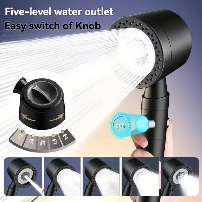 High Pressure Water-Saving Shower Head, 5 Modes